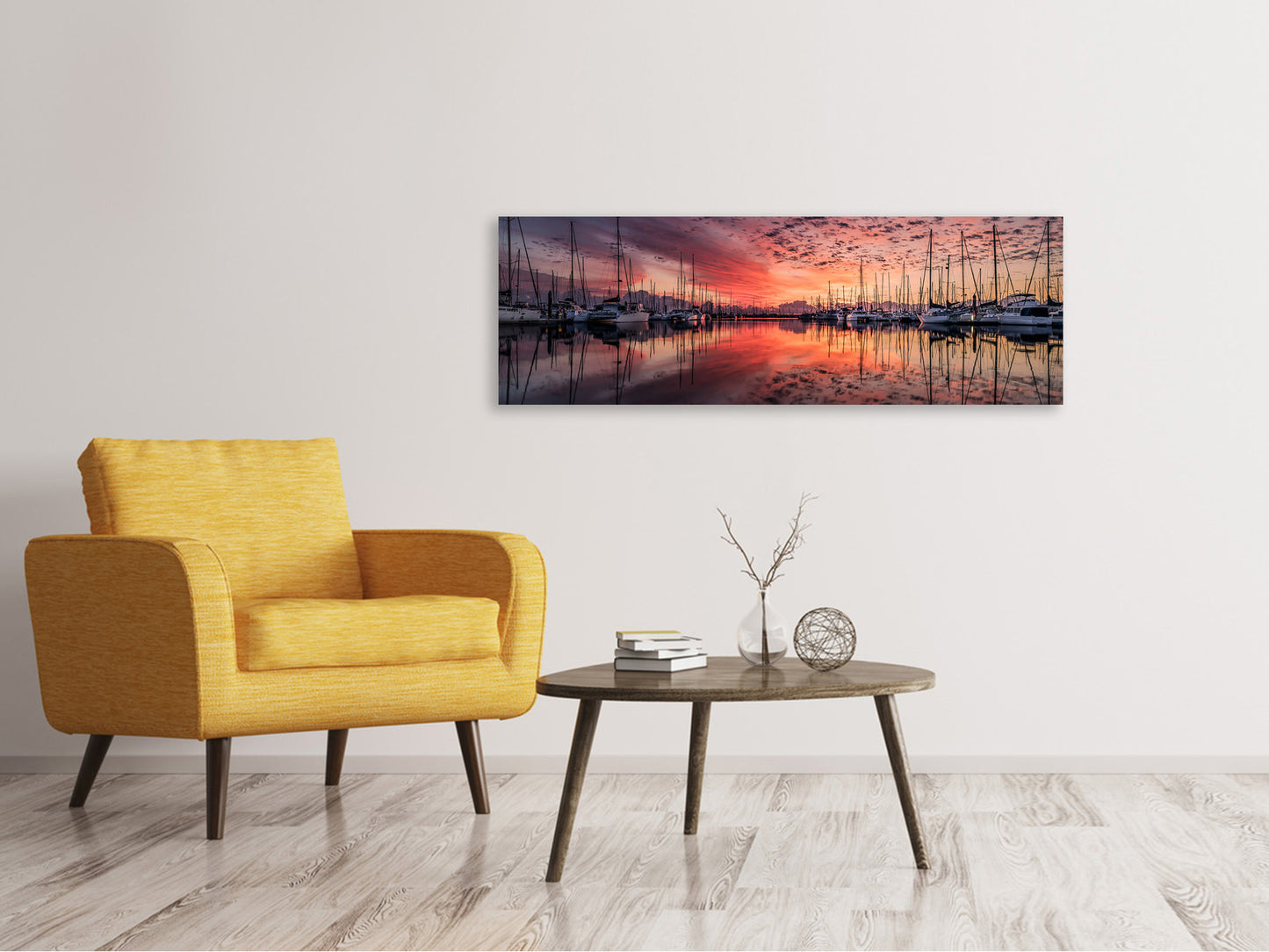 Leinwandbild Panorama Abendstimmung im Hafen