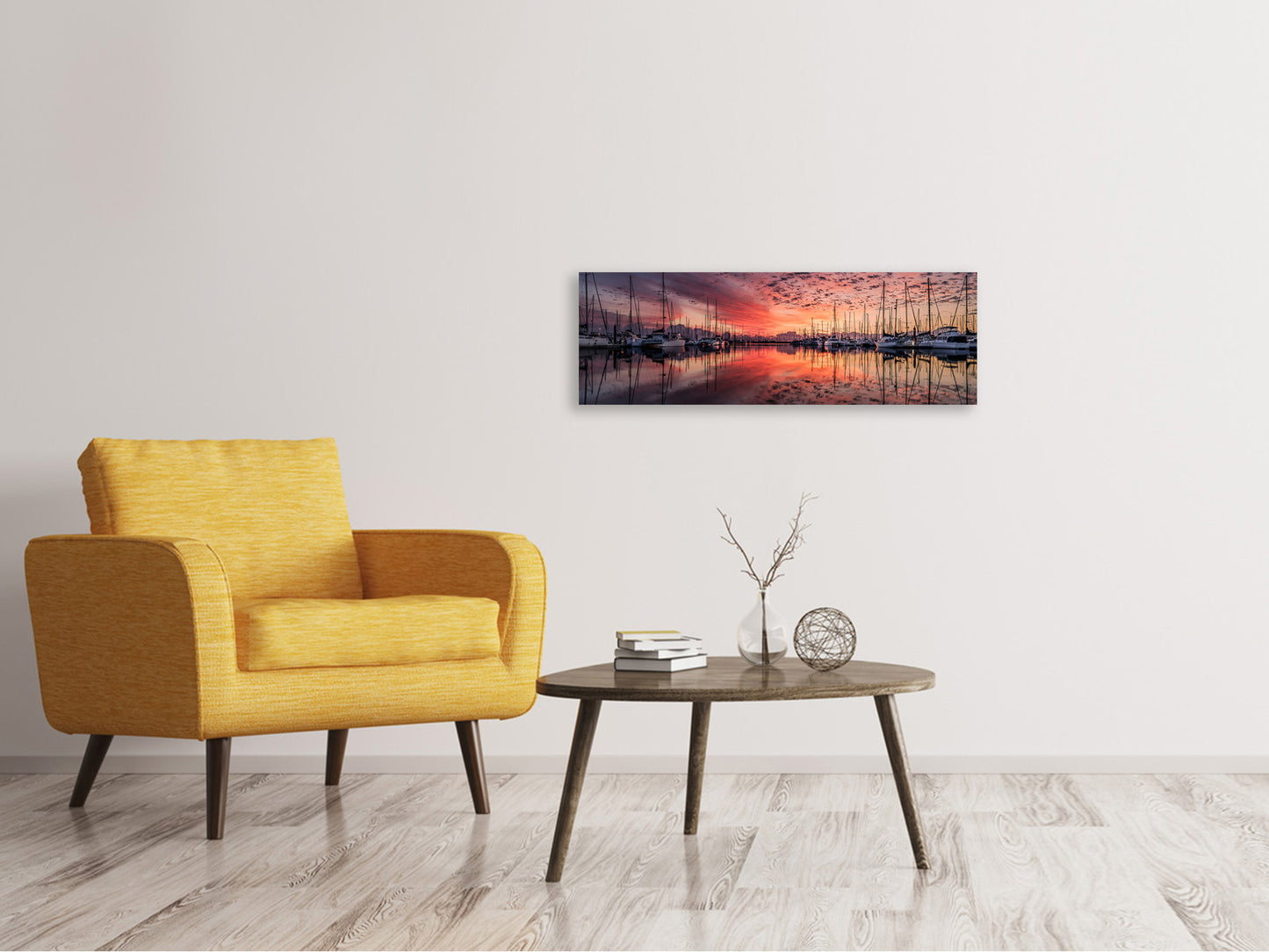 Leinwandbild Panorama Abendstimmung im Hafen