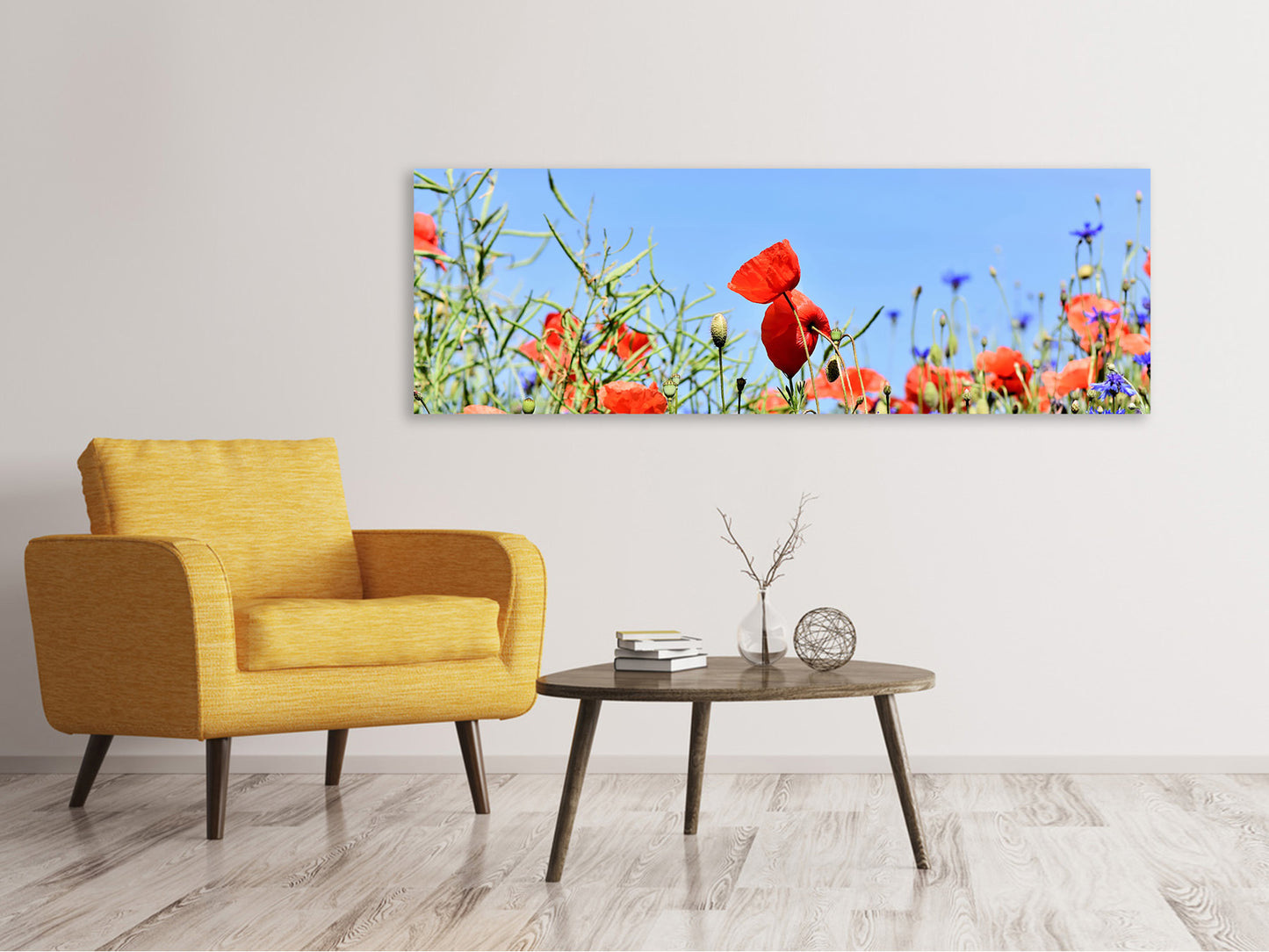 Leinwandbild Panorama Der Mohn in der Blumenwiese