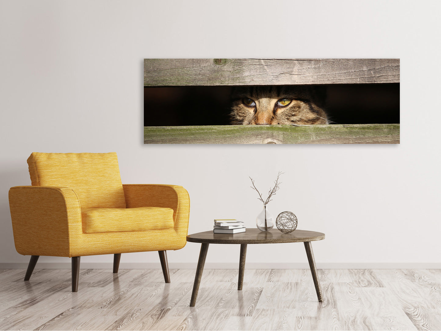 Leinwandbild Panorama Katze im Versteck
