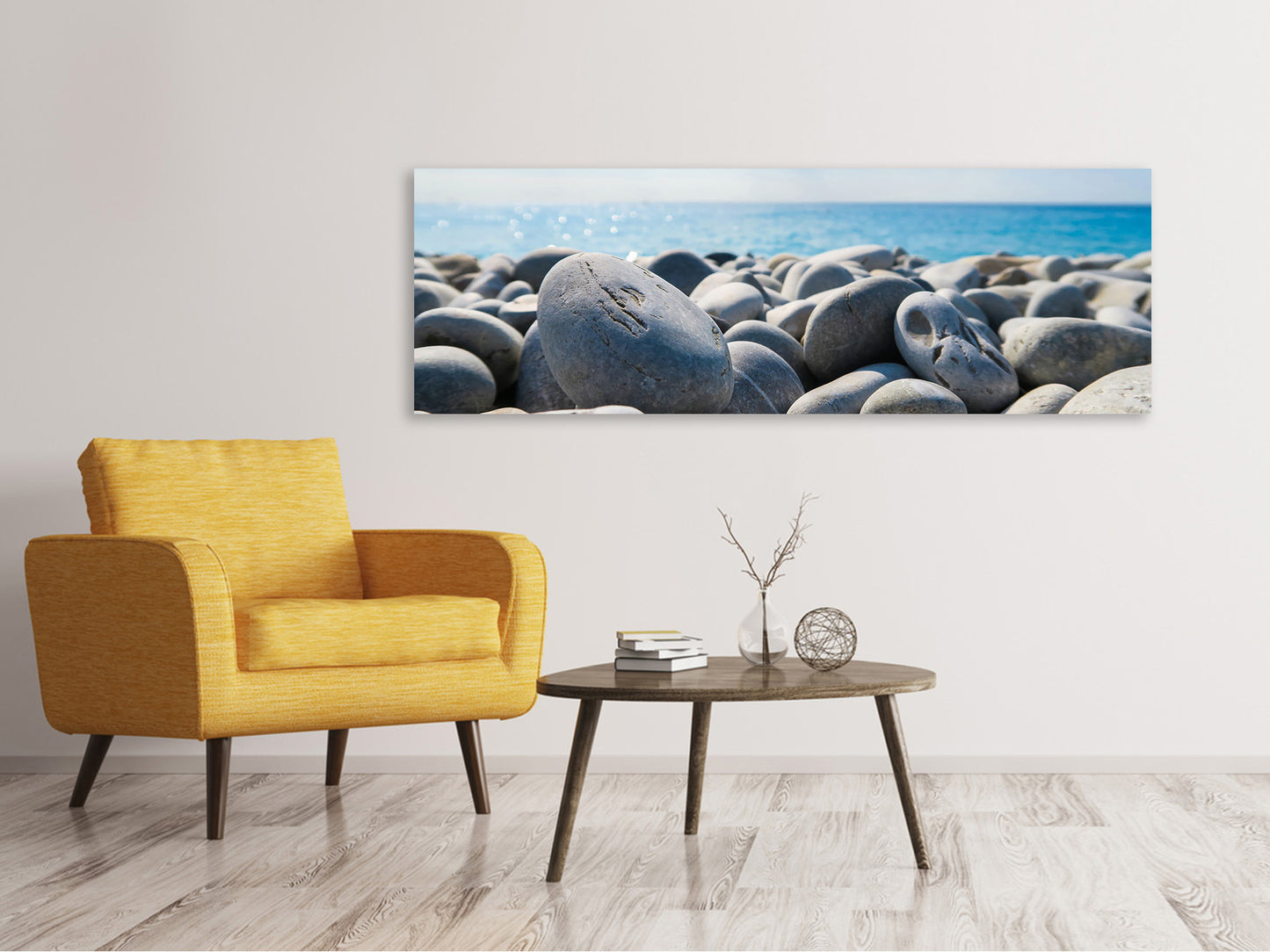 Leinwandbild Panorama Strand Steine