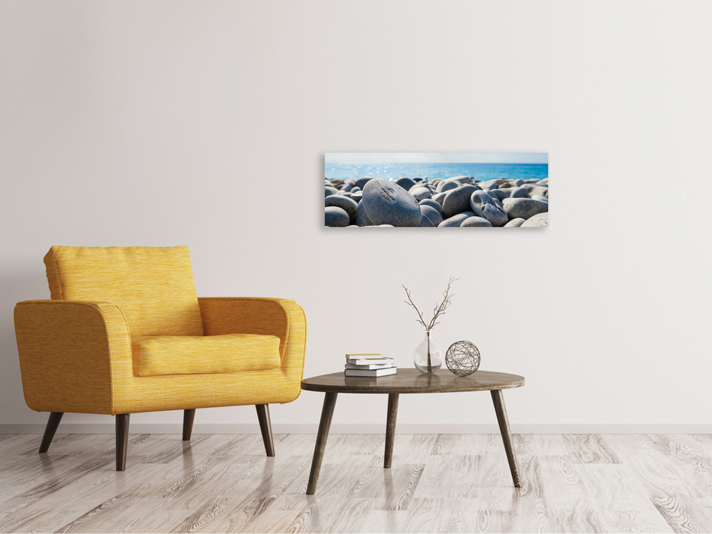 Leinwandbild Panorama Strand Steine