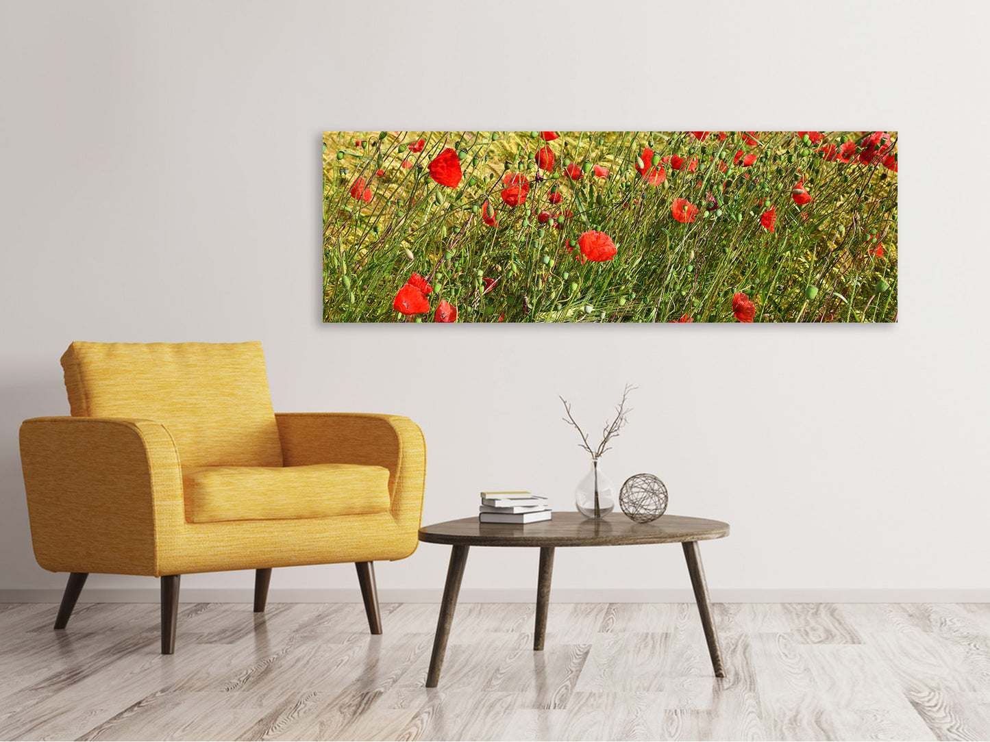 Leinwandbild Panorama Der Mohn im Wind