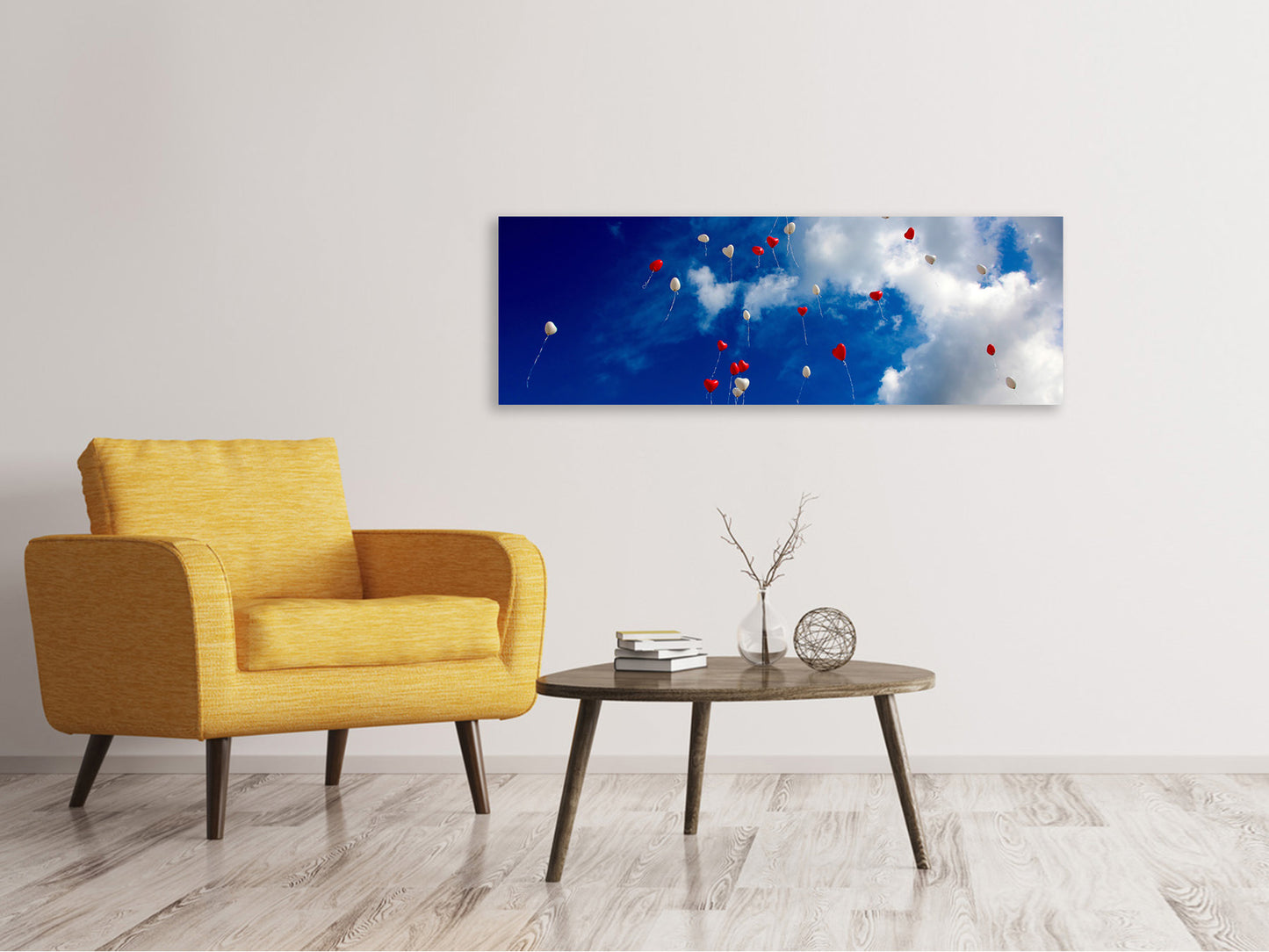 Leinwandbild Panorama Ein Himmel voller Herzen