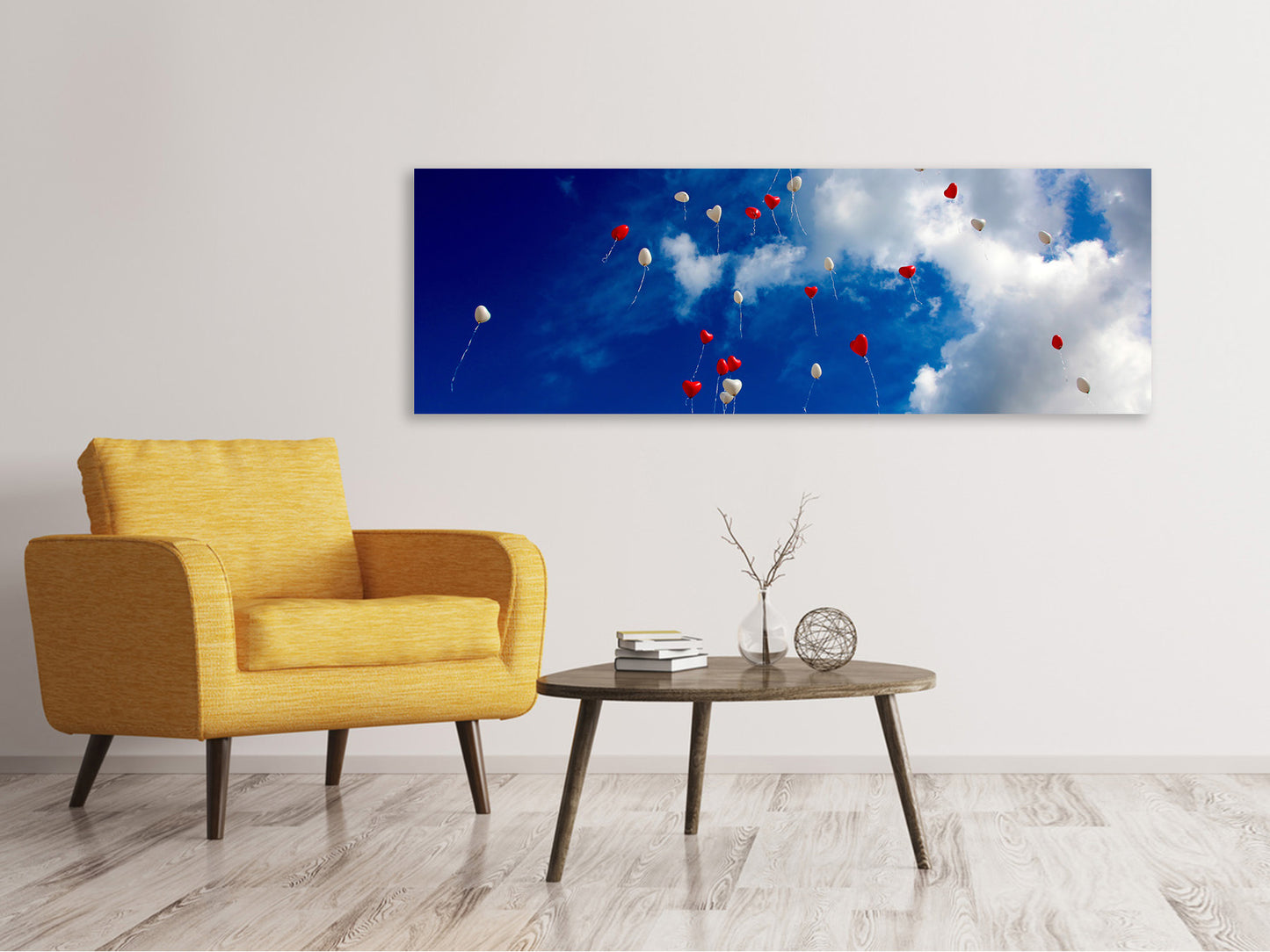 Leinwandbild Panorama Ein Himmel voller Herzen
