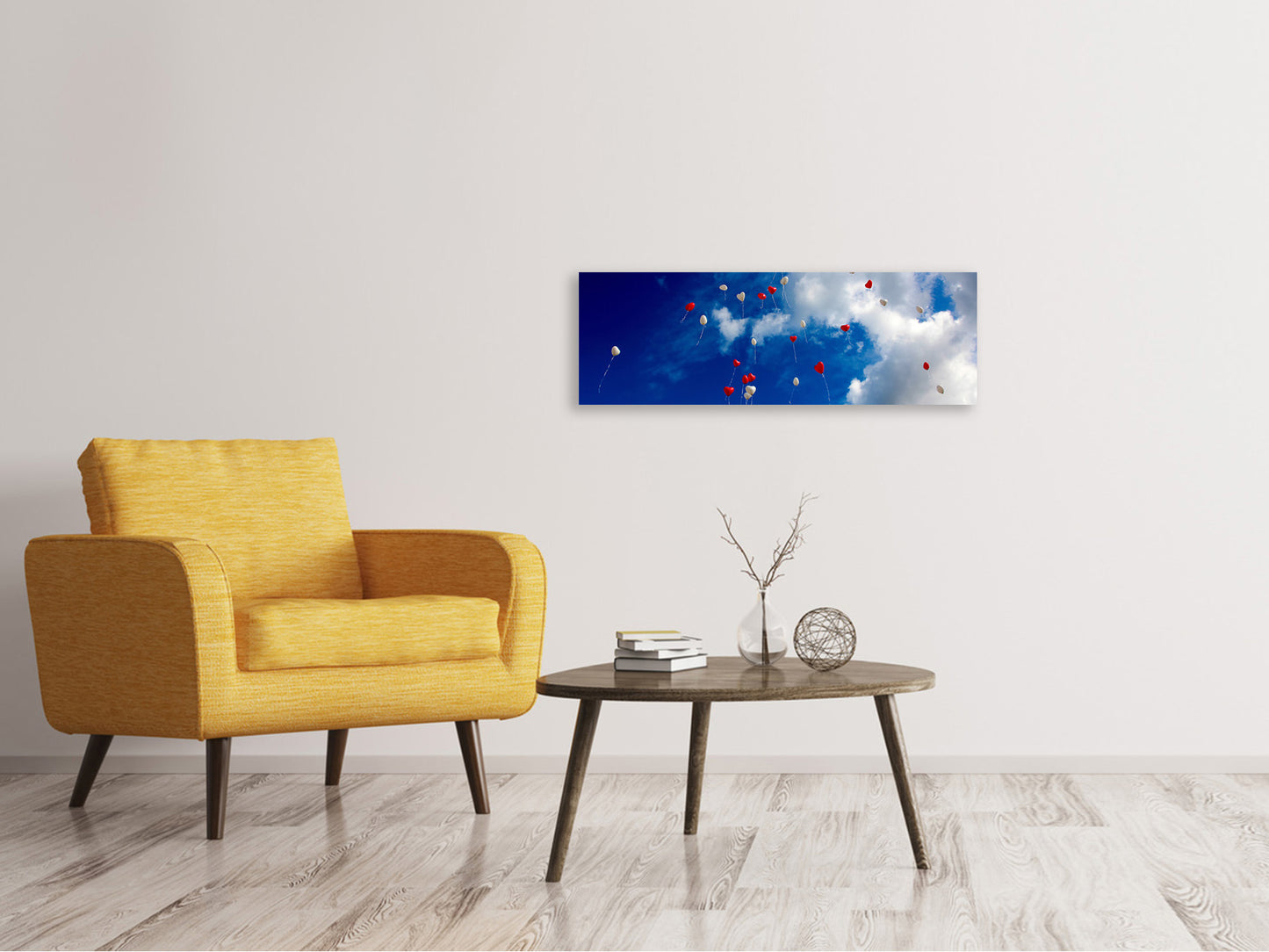 Leinwandbild Panorama Ein Himmel voller Herzen
