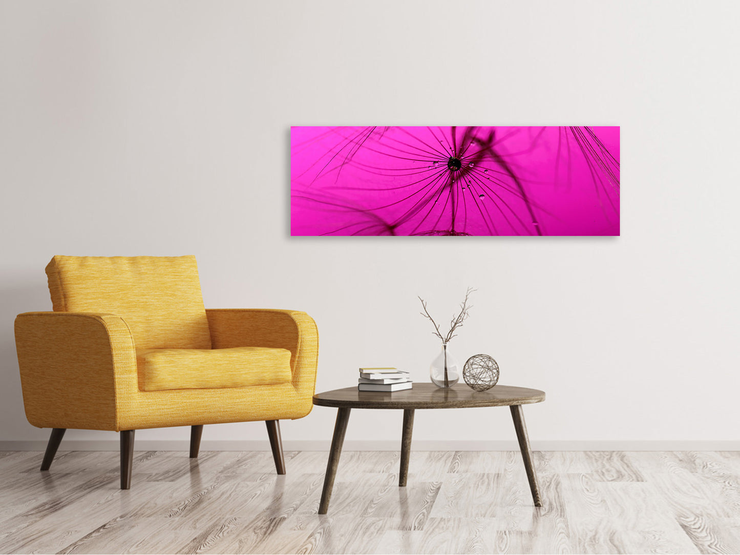 Leinwandbild Panorama Pusteblume in pink