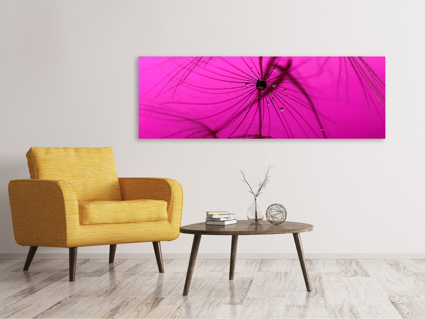 Leinwandbild Panorama Pusteblume in pink