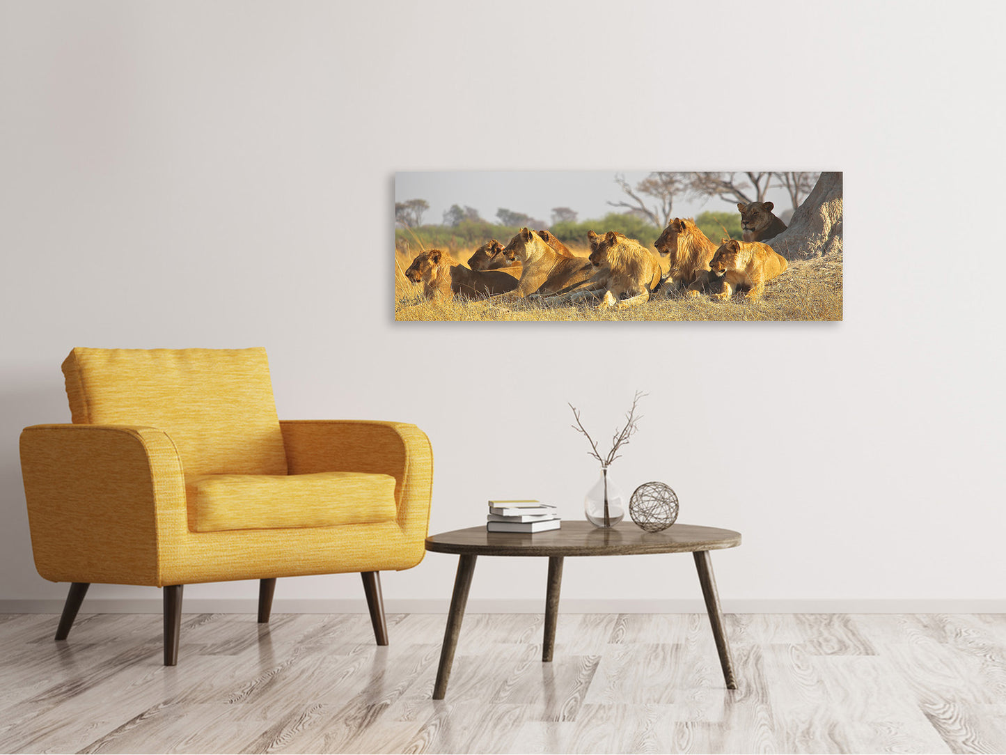 Leinwandbild Panorama Löwen Familie