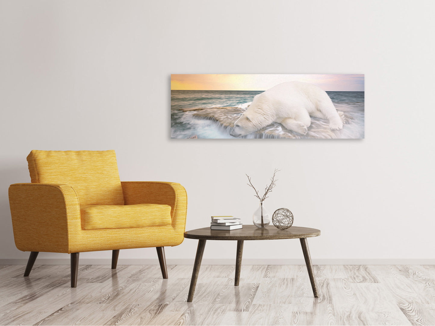 Leinwandbild Panorama Der Eisbär und das Meer