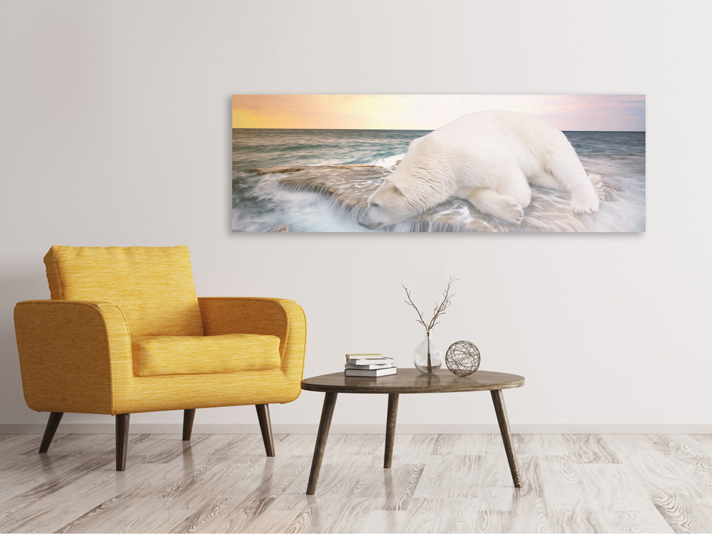 Leinwandbild Panorama Der Eisbär und das Meer