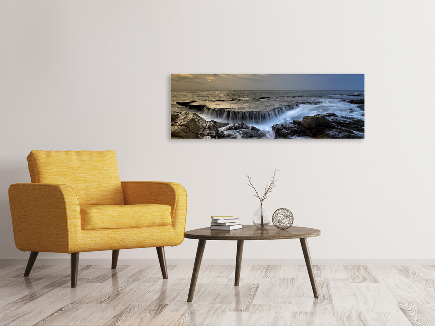 Leinwandbild Panorama Abendstimmung am Meer