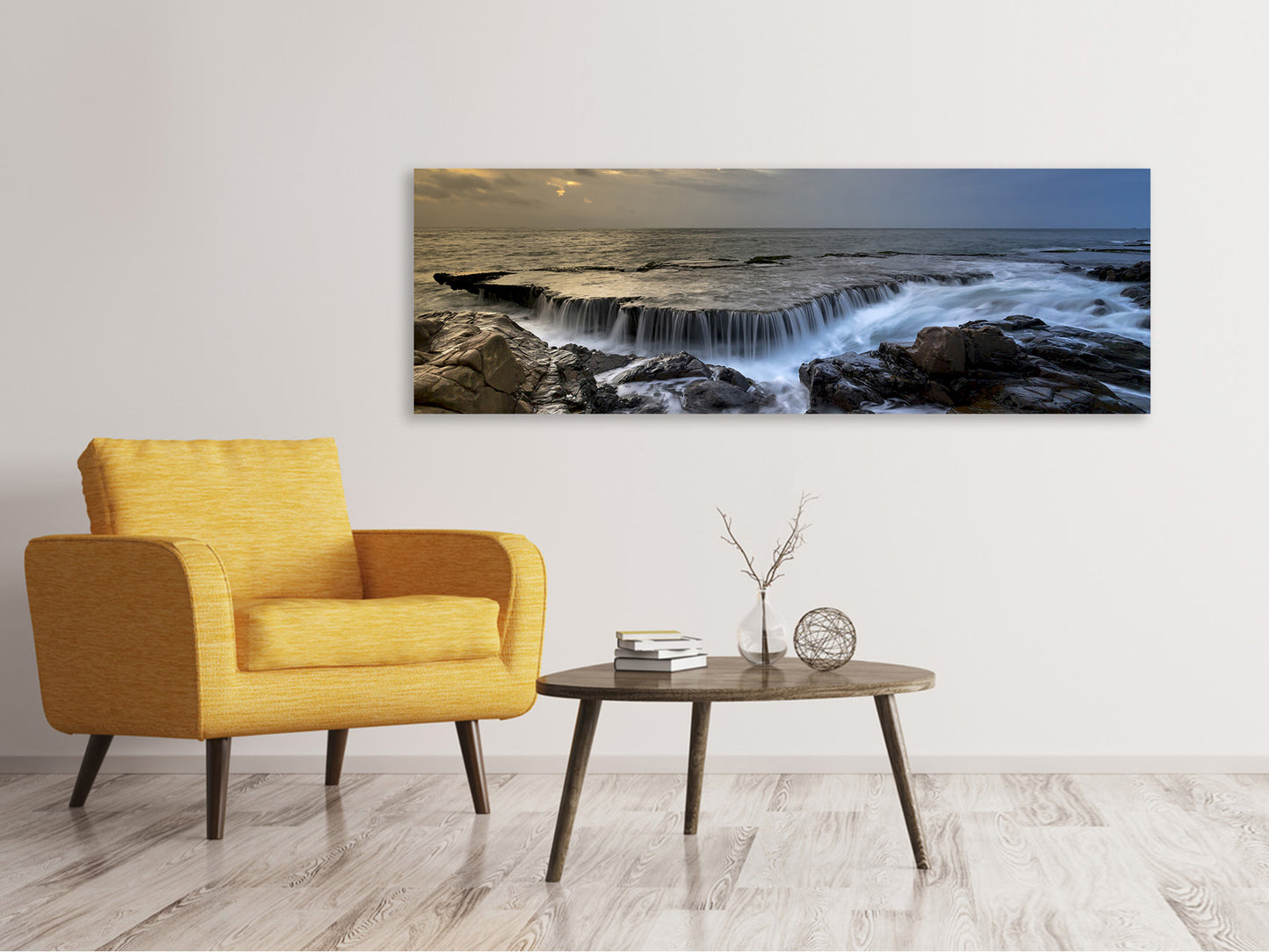 Leinwandbild Panorama Abendstimmung am Meer