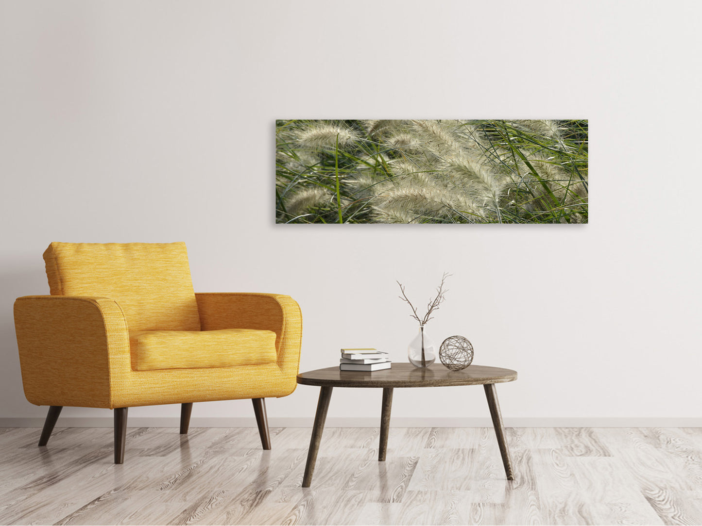 Leinwandbild Panorama Ziergrass im Wind
