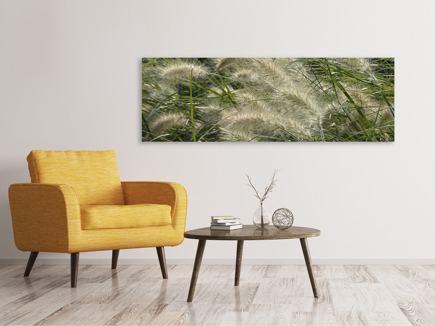 Leinwandbild Panorama Ziergrass im Wind