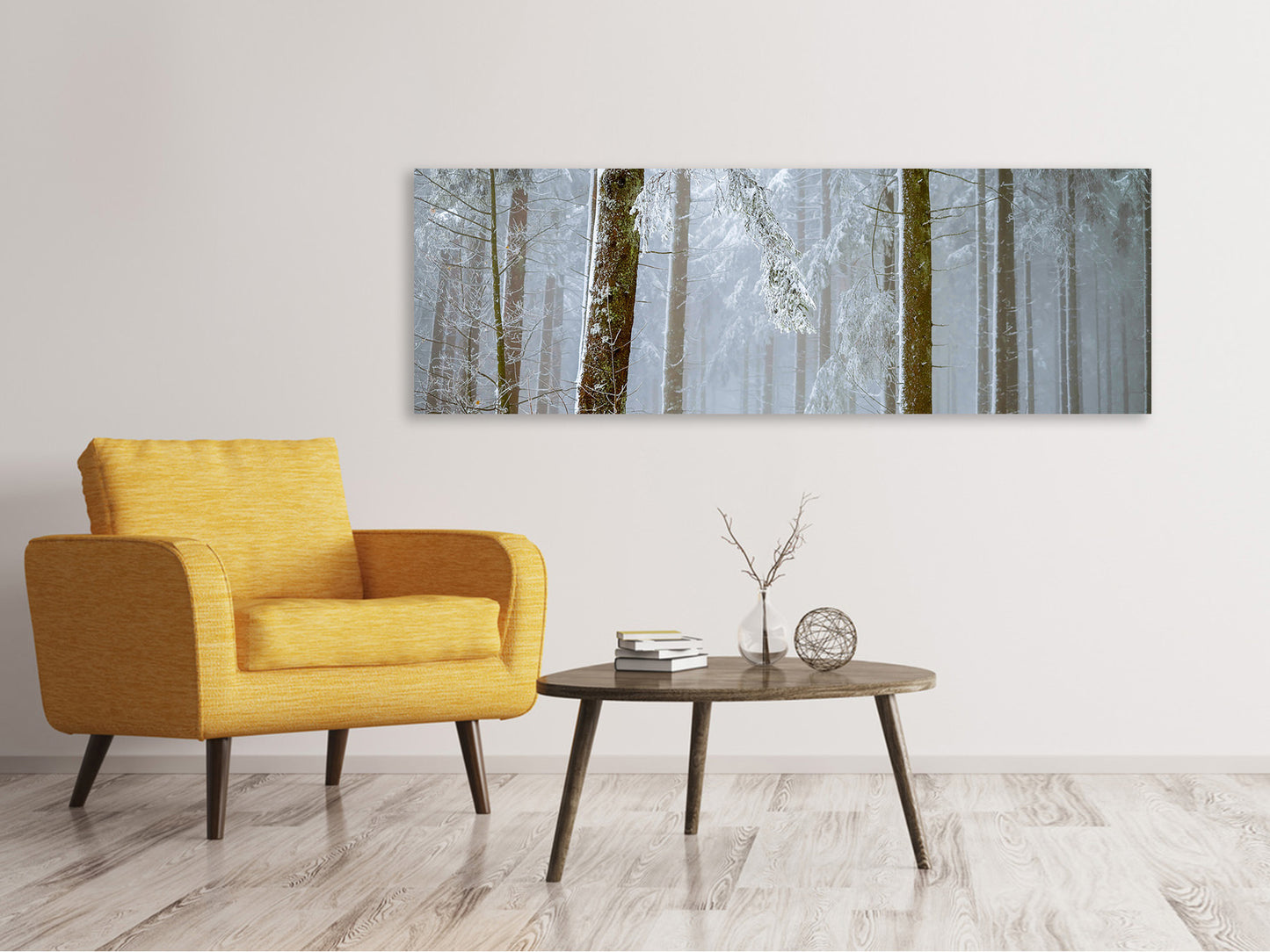 Leinwandbild Panorama Wald im Winter