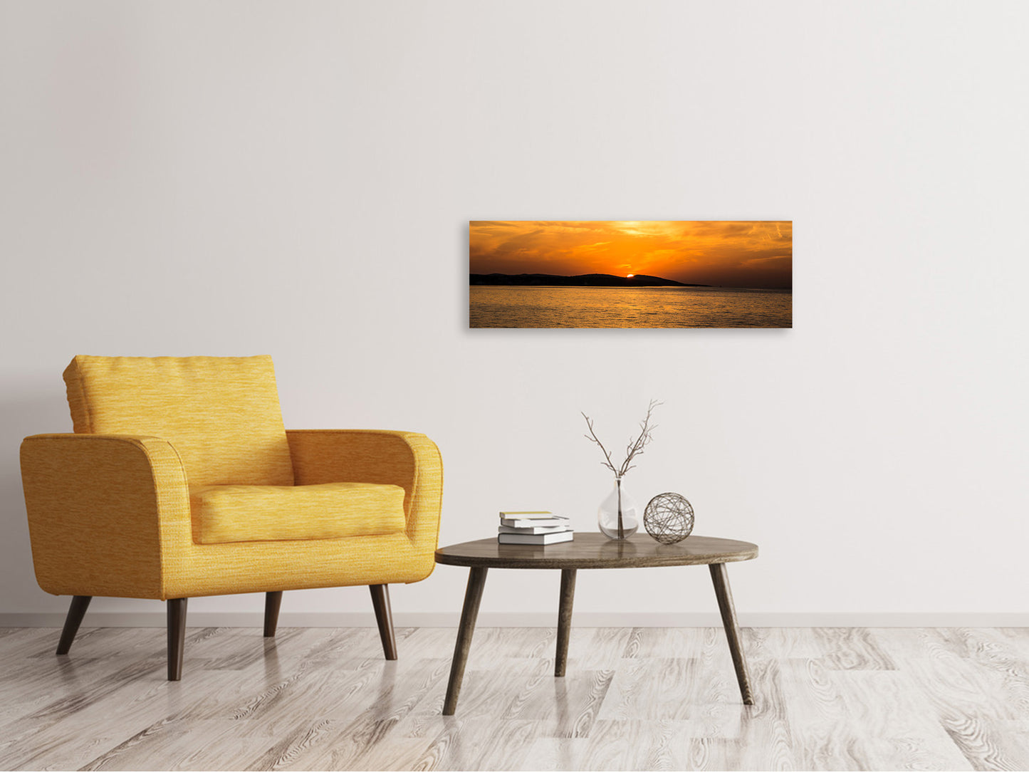 Leinwandbild Panorama Die Sonne geht unter