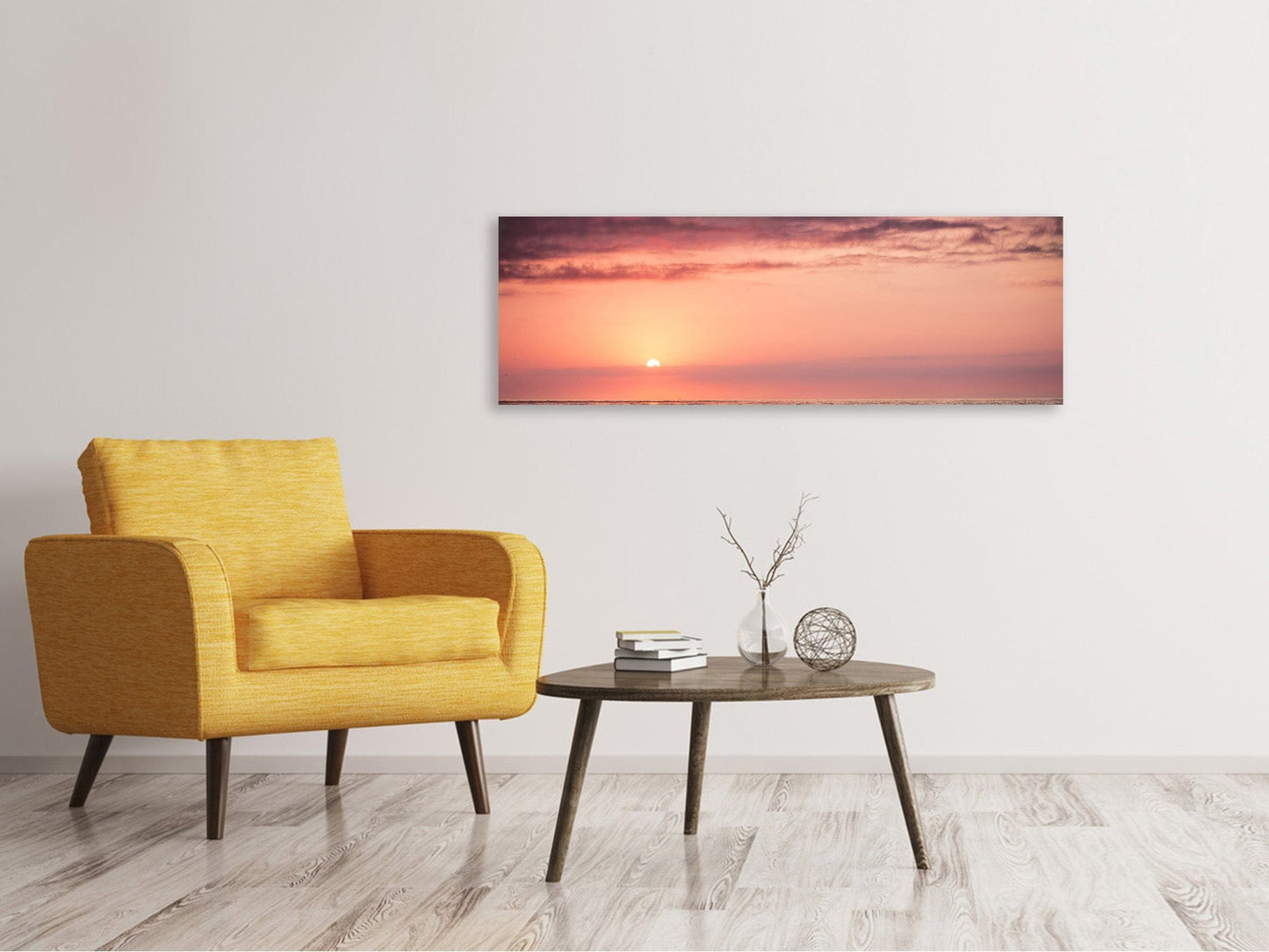 Leinwandbild Panorama Wundervoller Sonnenuntergang am Horizont