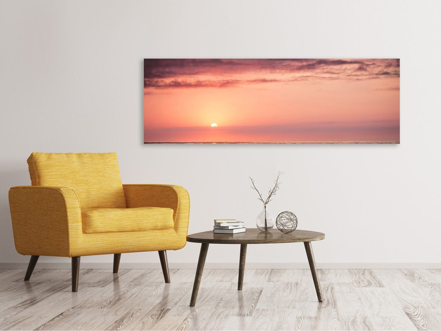 Leinwandbild Panorama Wundervoller Sonnenuntergang am Horizont