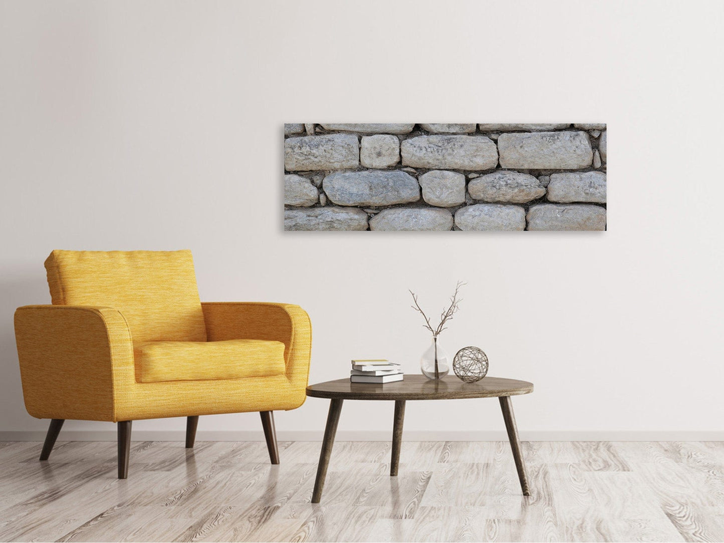Leinwandbild Panorama Mauer aus Natur Steinen