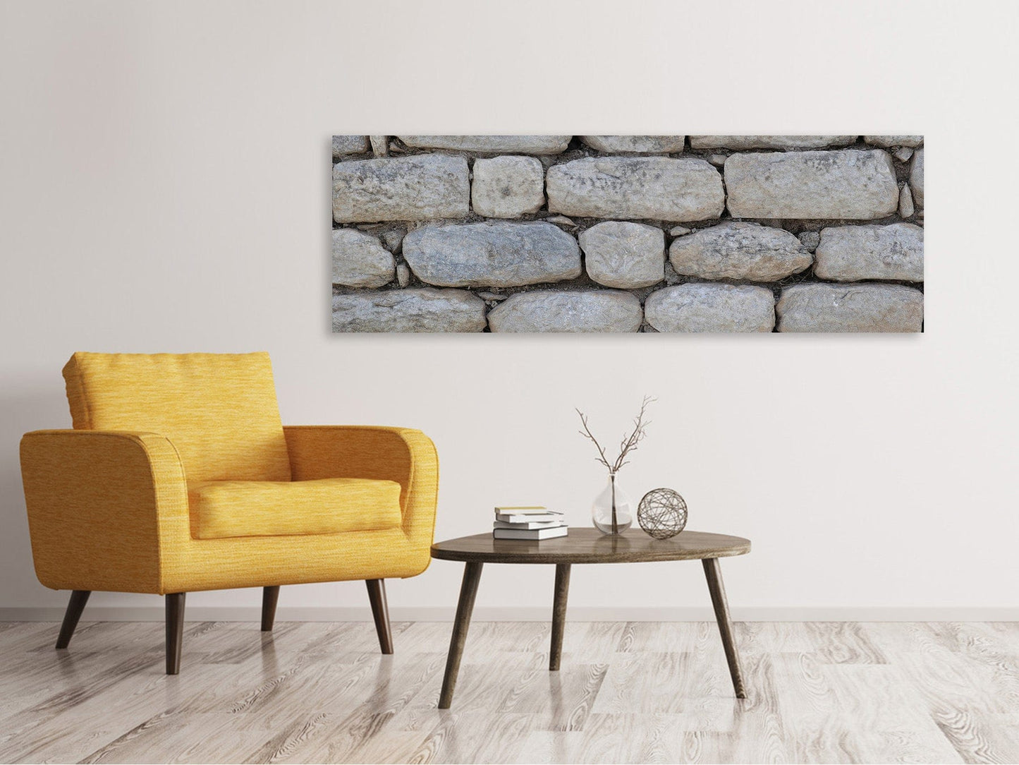 Leinwandbild Panorama Mauer aus Natur Steinen