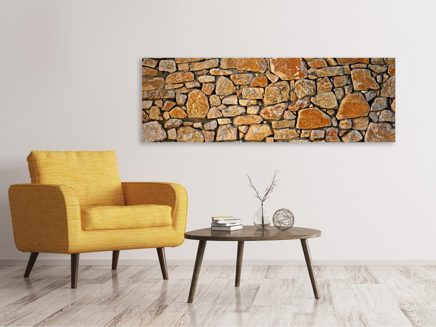 Leinwandbild Panorama Natur Steinmauer