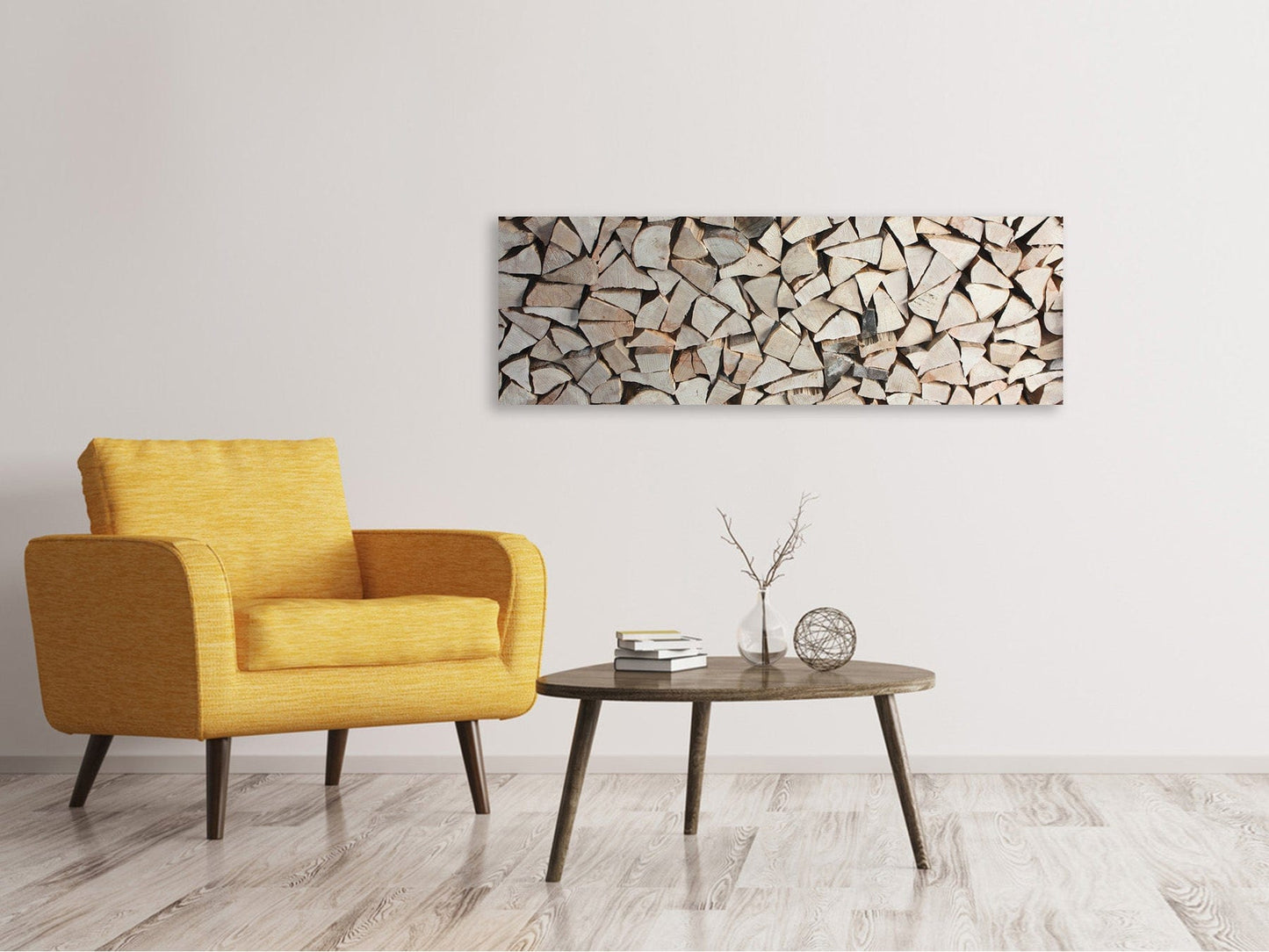 Leinwandbild Panorama Holzstapel