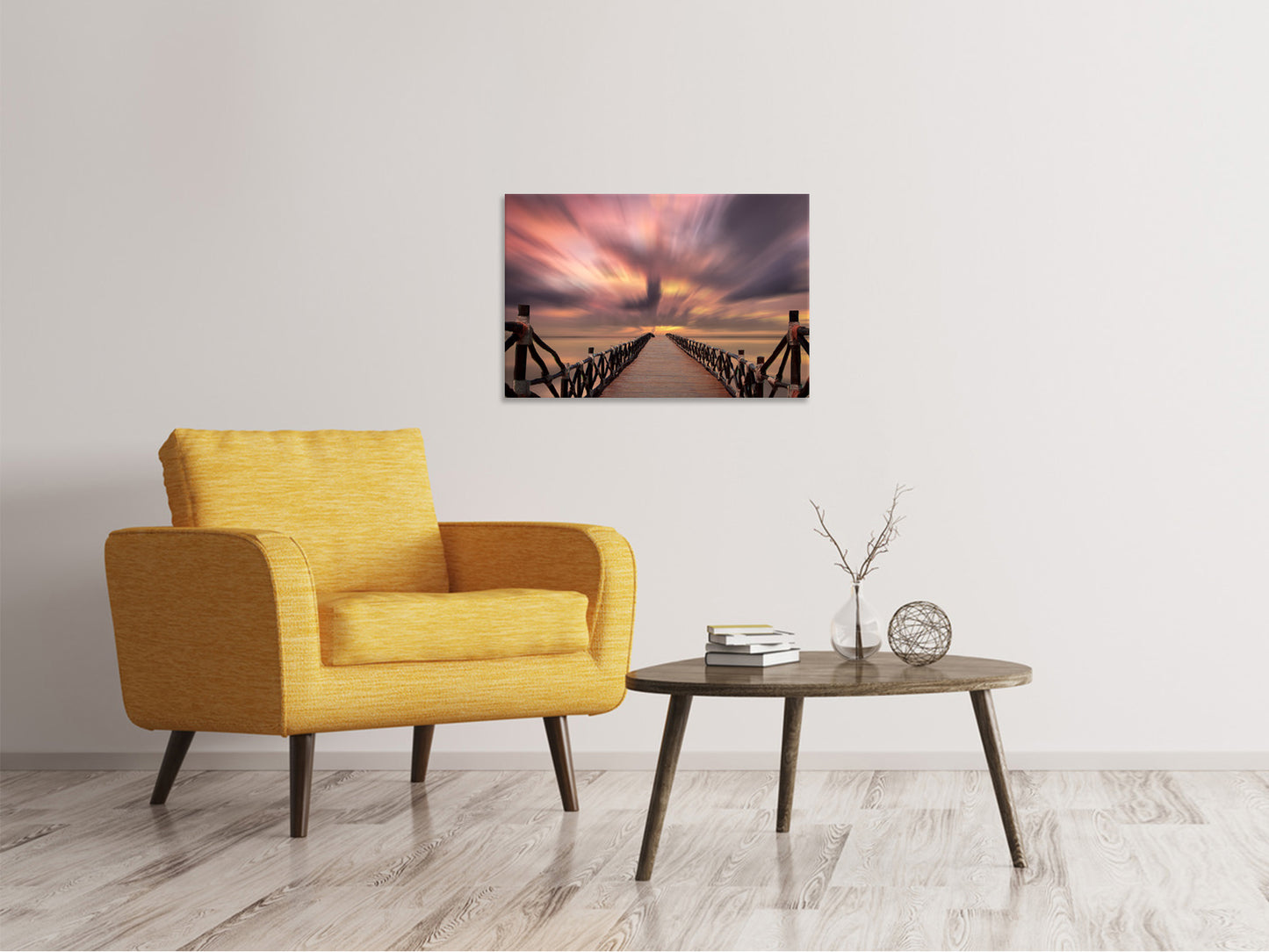Leinwandbild Spektakulärer Sonnenuntergang auf der Brücke