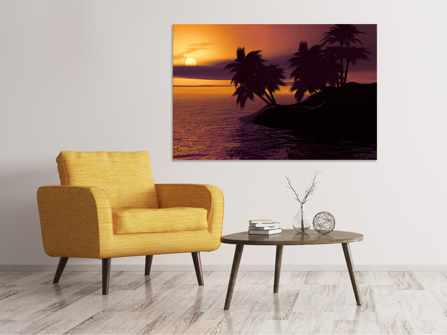 Leinwandbild Die einsame Insel im Sonnenuntergang