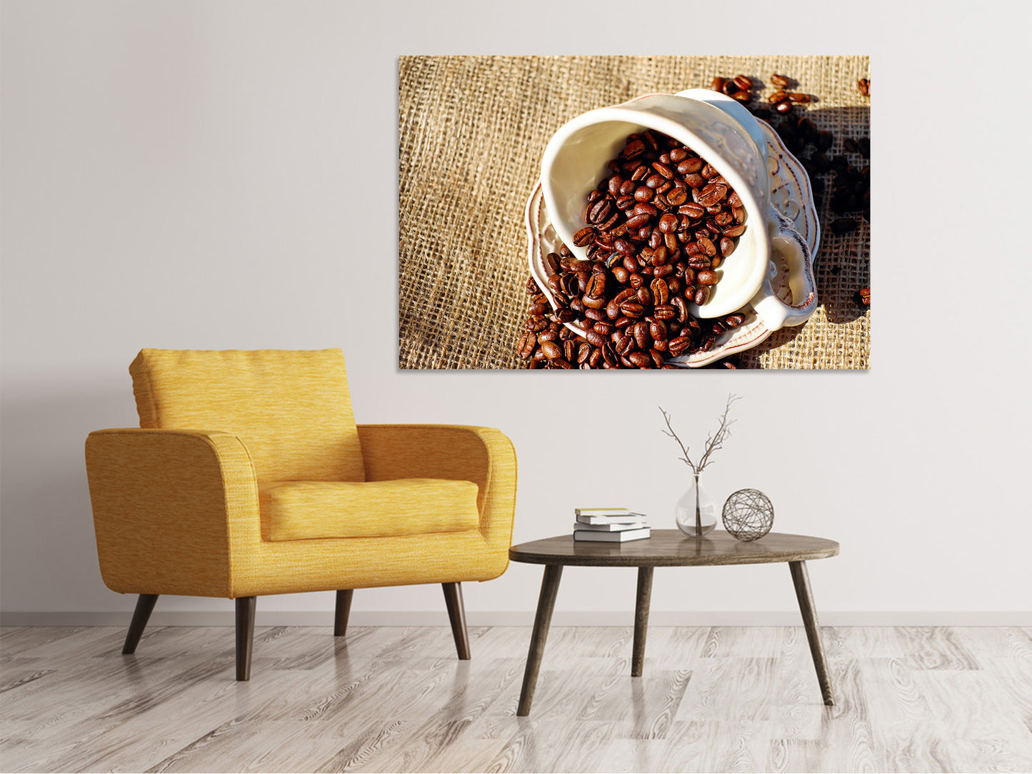 Leinwandbild Kaffeebohnen in der Tasse
