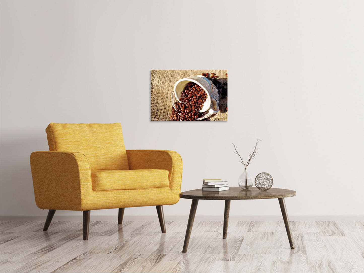 Leinwandbild Kaffeebohnen in der Tasse