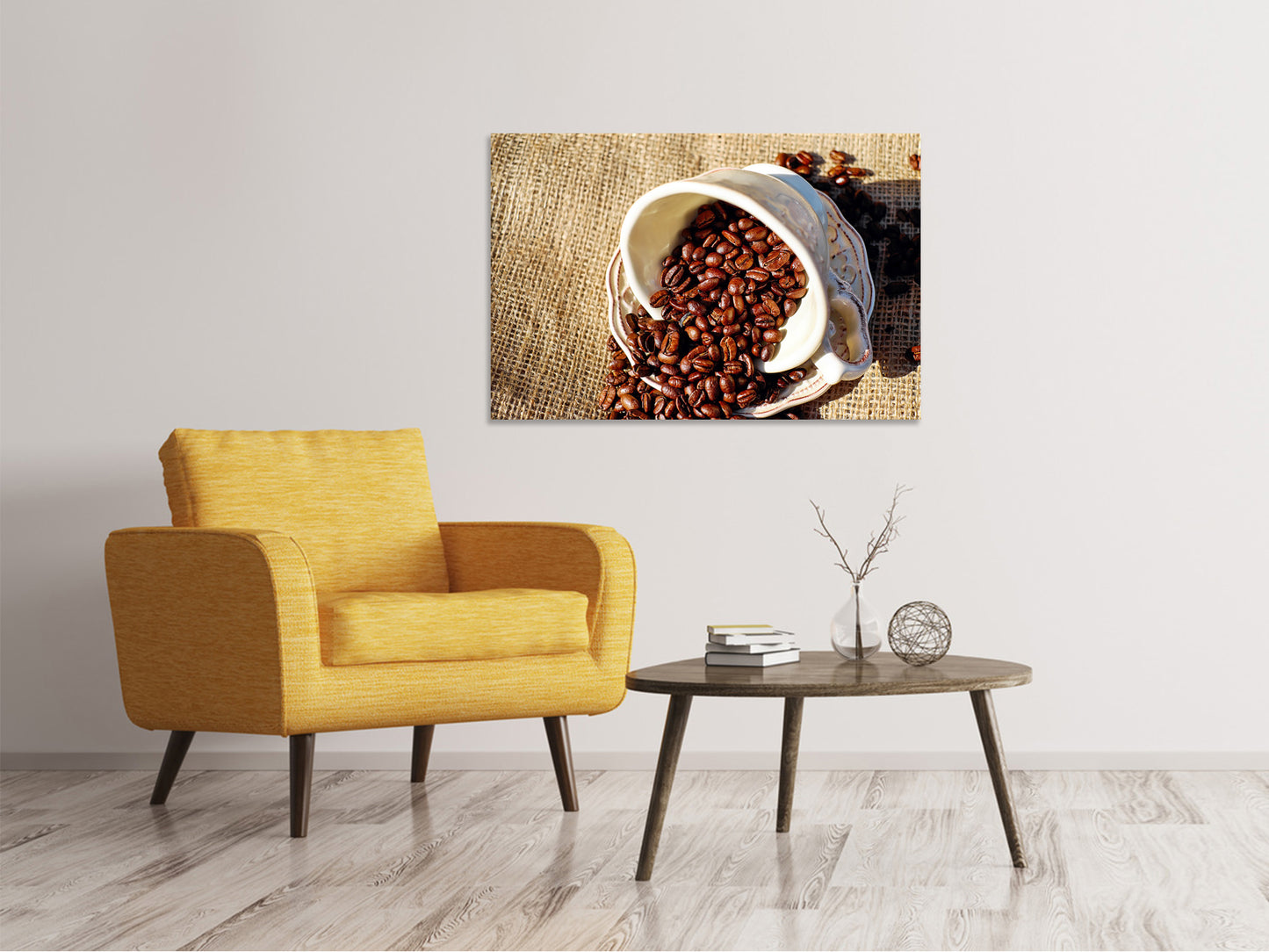 Leinwandbild Kaffeebohnen in der Tasse