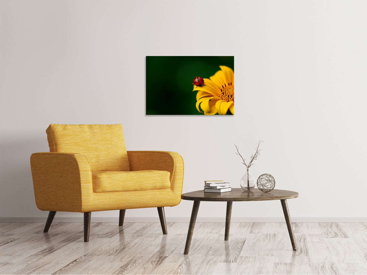 Leinwandbild Marienkäfer auf der Sonnenblume