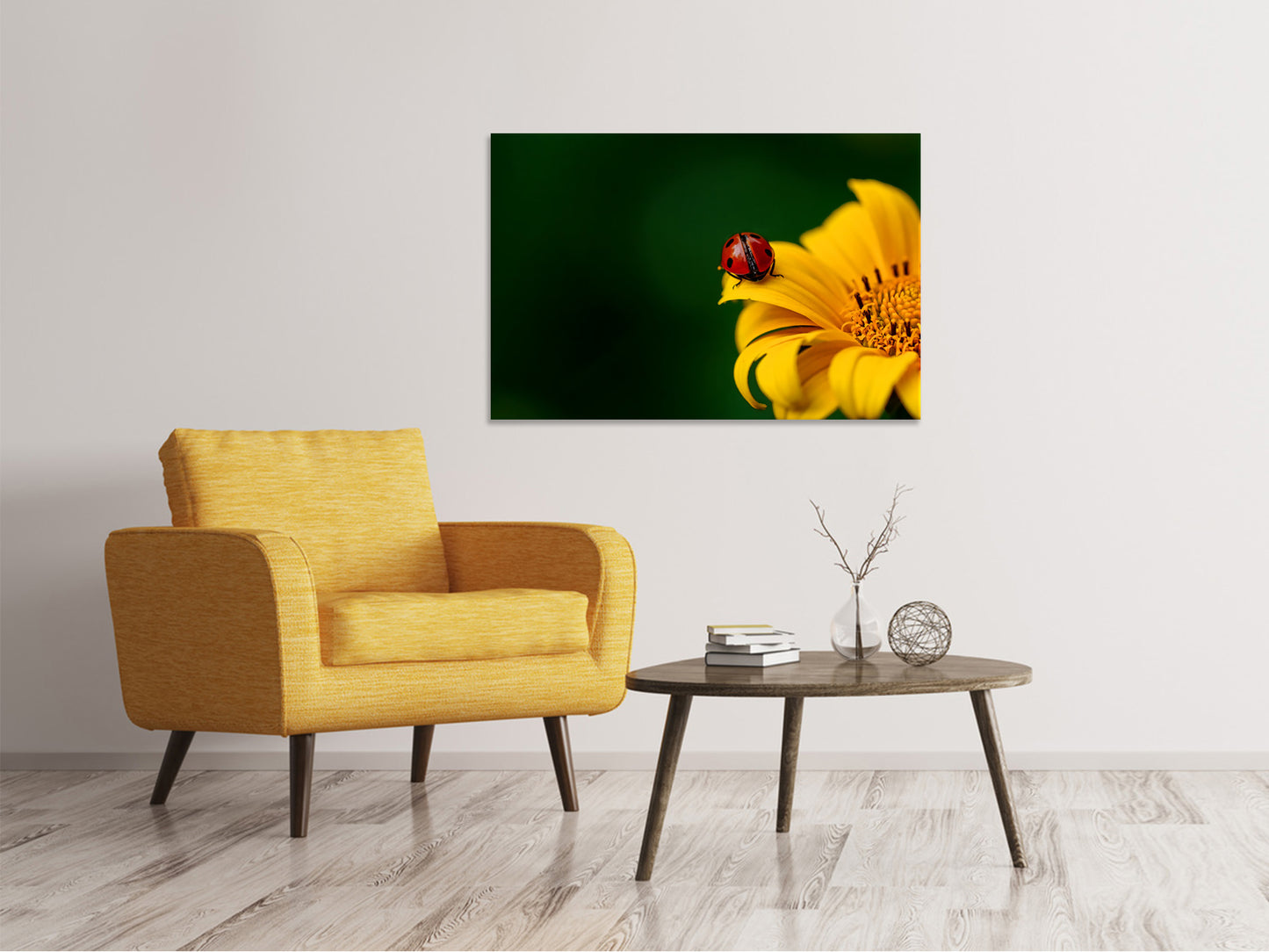 Leinwandbild Marienkäfer auf der Sonnenblume