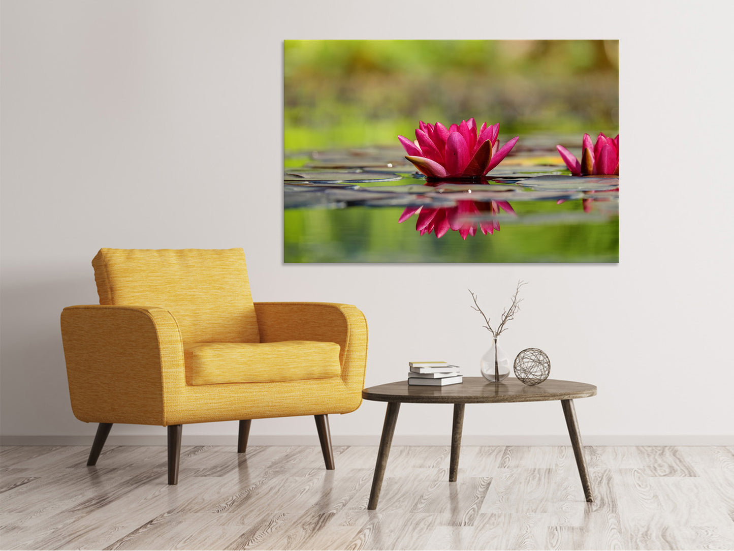 Leinwandbild Rotes Seerosen Duo