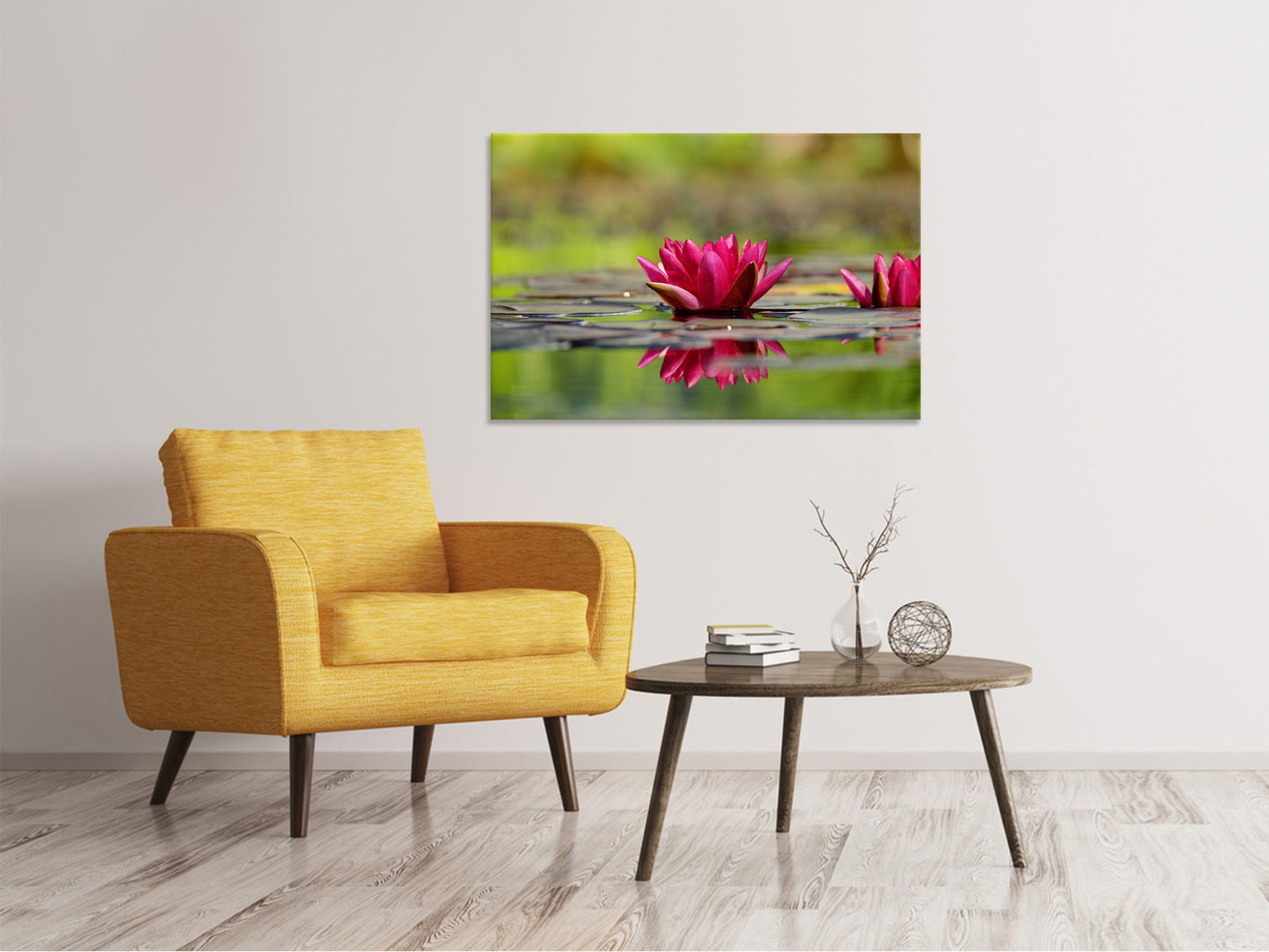 Leinwandbild Rotes Seerosen Duo