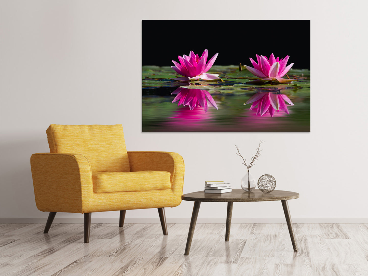 Leinwandbild Seerosen Duo in pink