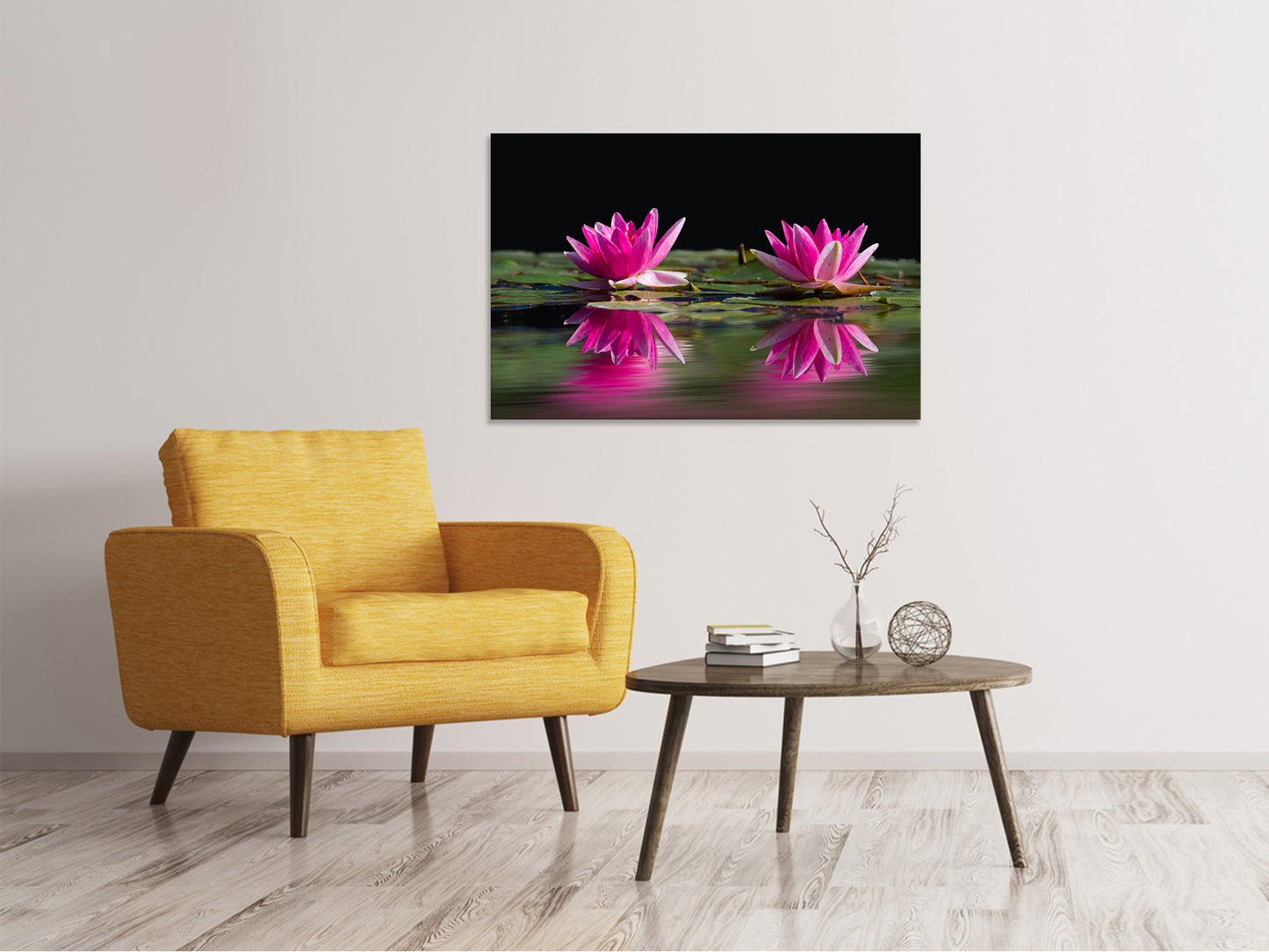 Leinwandbild Seerosen Duo in pink