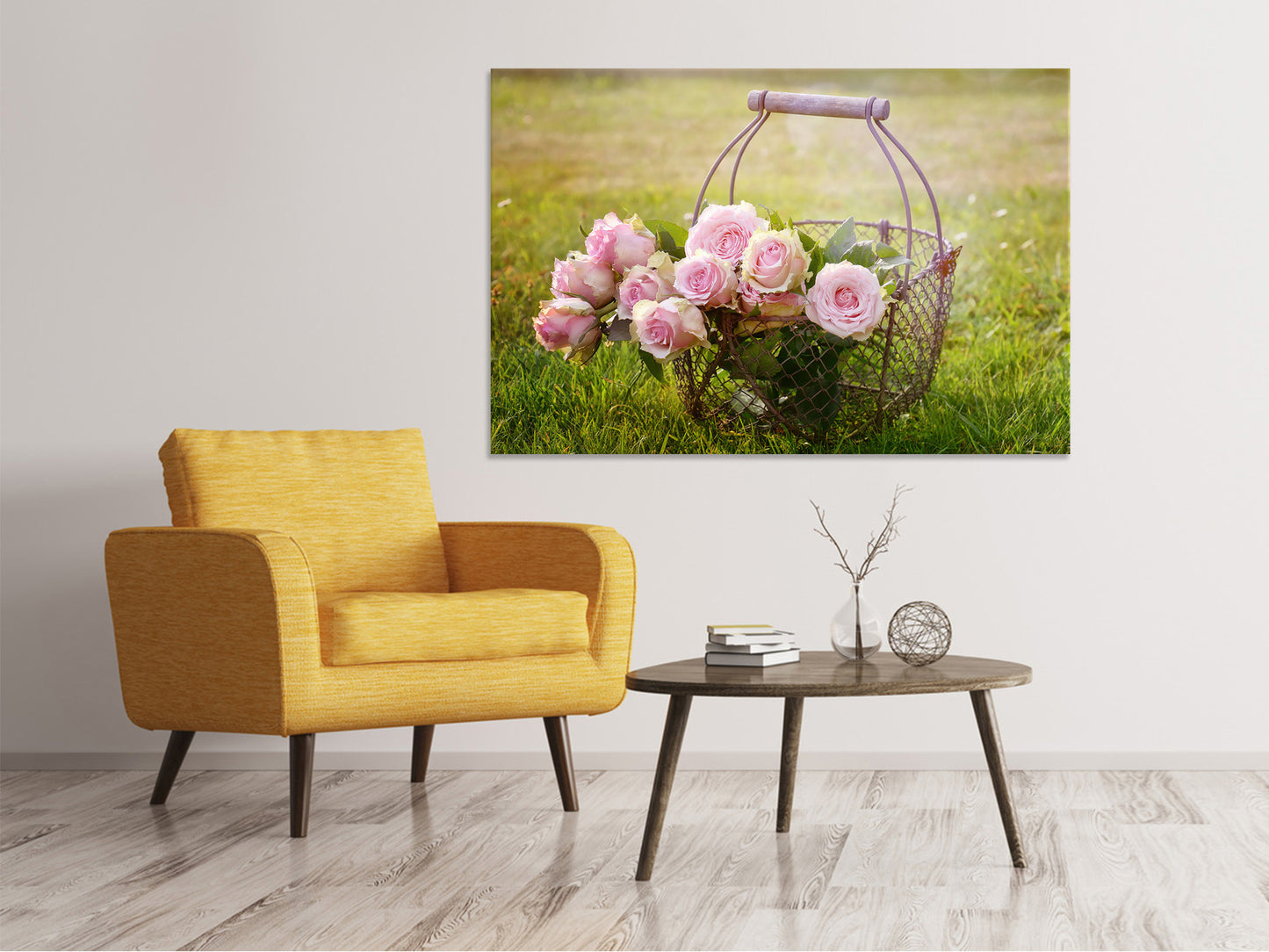 Leinwandbild Ein Korb voller Rosen