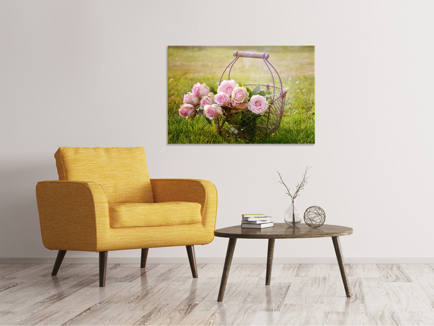 Leinwandbild Ein Korb voller Rosen