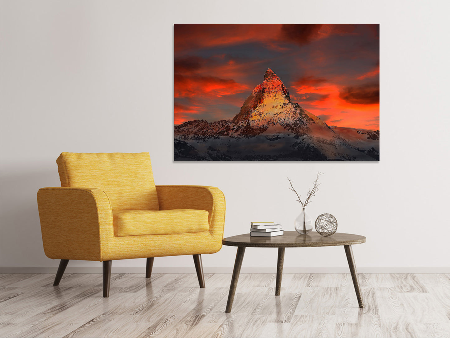 Leinwandbild Berge der Schweiz bei Sonnenuntergang