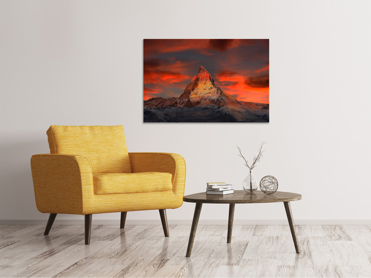 Leinwandbild Berge der Schweiz bei Sonnenuntergang