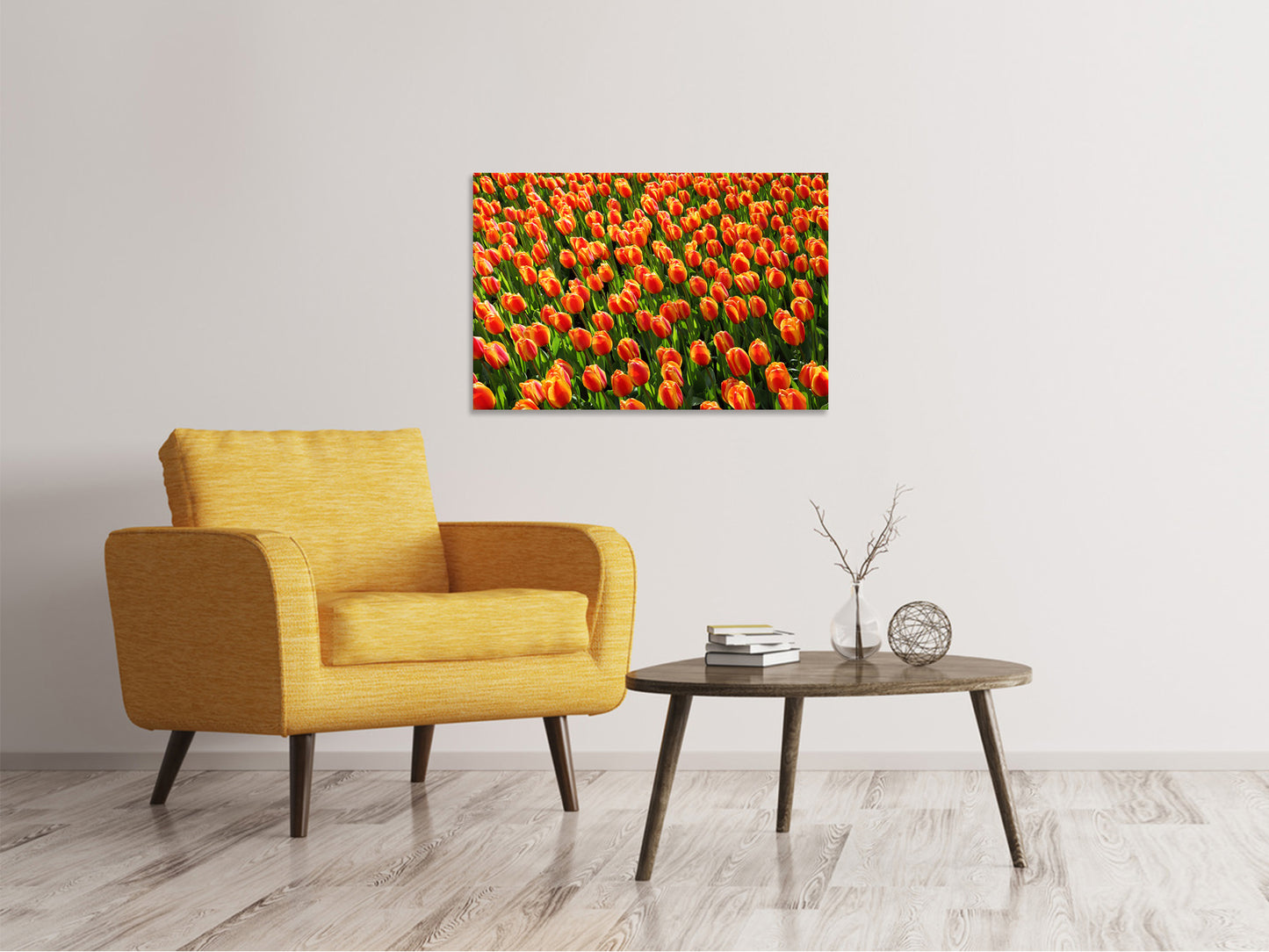 Leinwandbild Tulpenfeld in orange