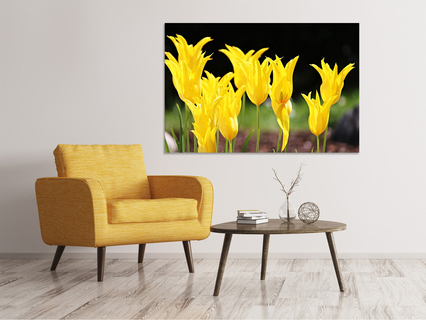 Leinwandbild Gelbe Tulpen in der Natur