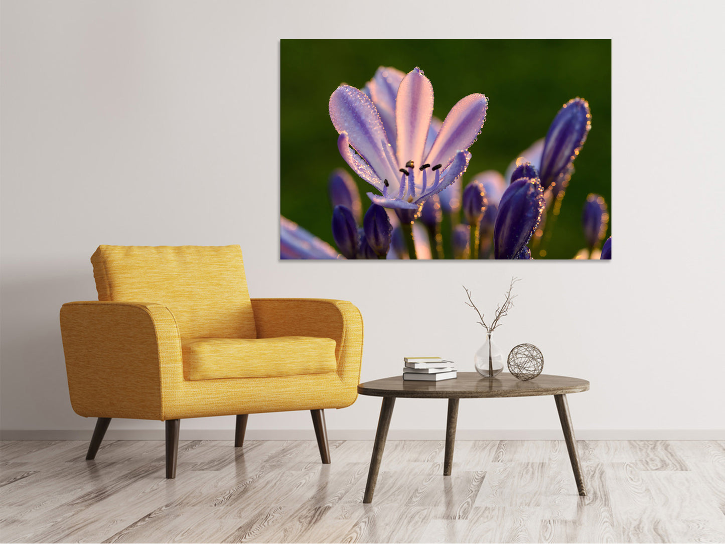 Leinwandbild Schmucklilien mit Morgentau