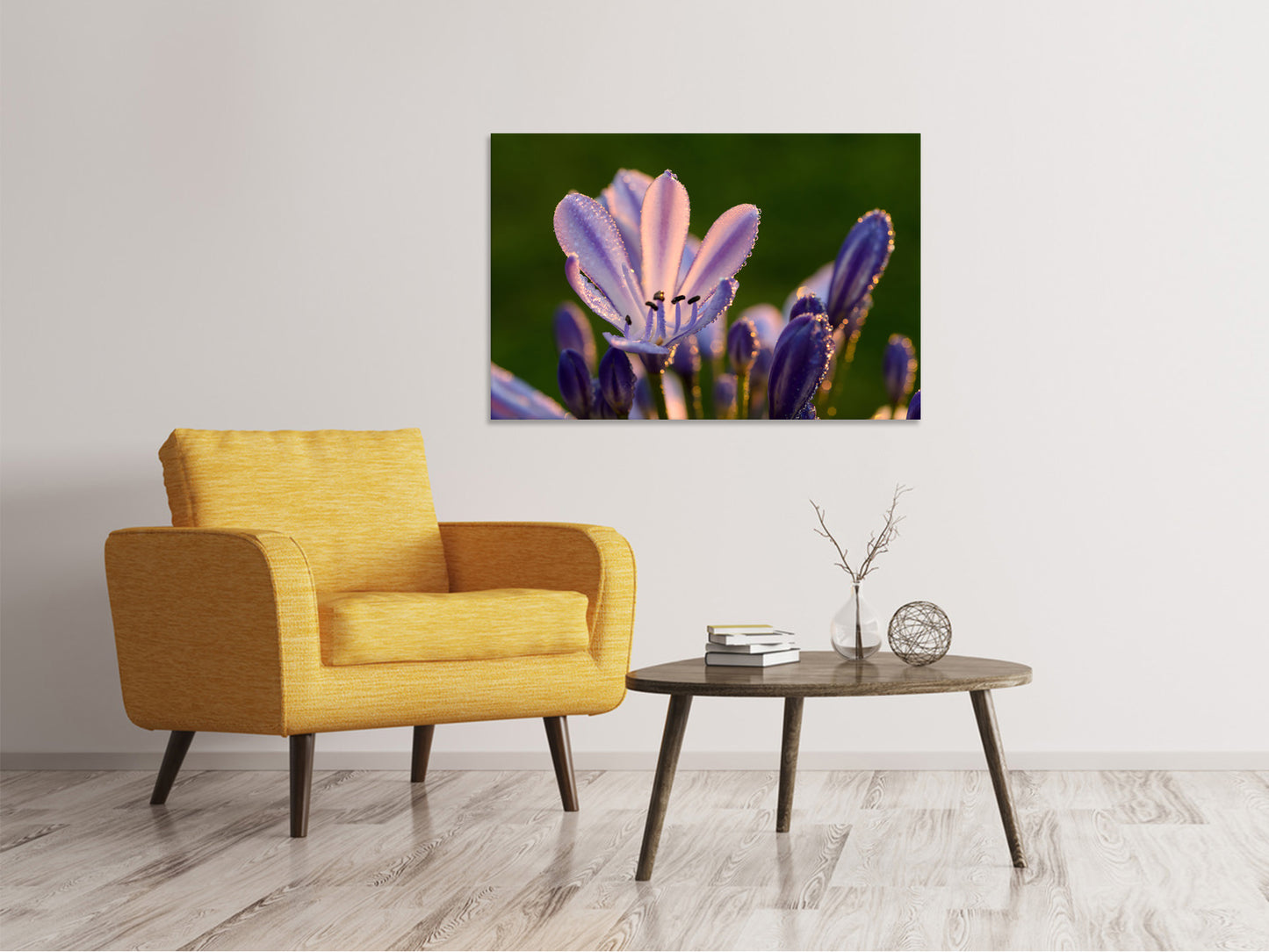Leinwandbild Schmucklilien mit Morgentau