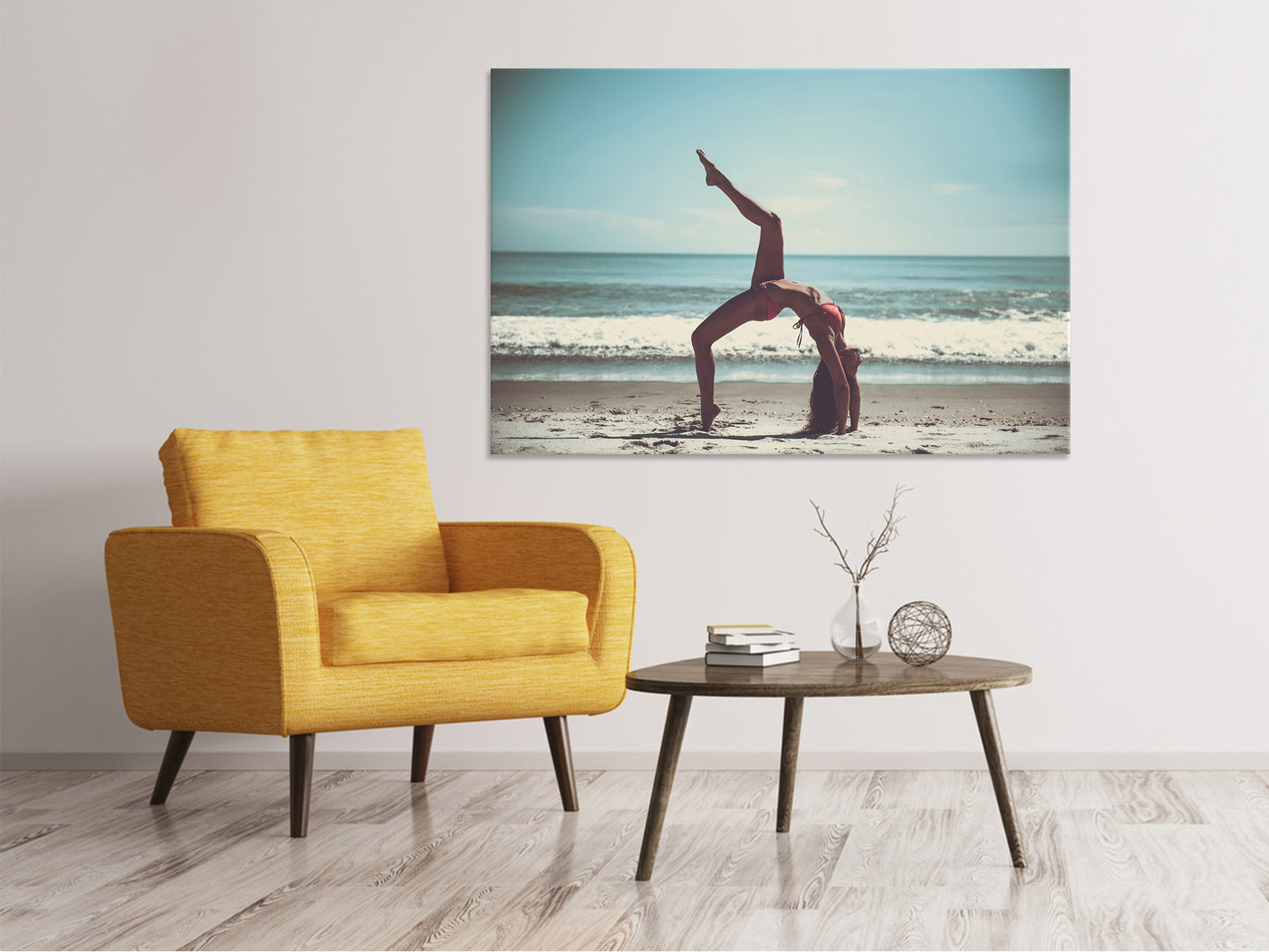 Leinwandbild Strand Gymnastik