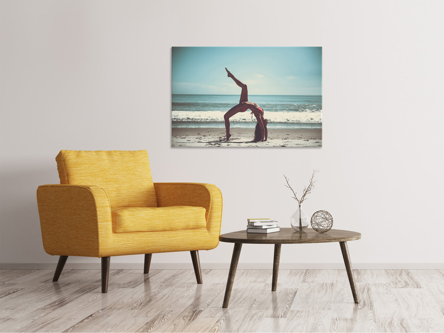 Leinwandbild Strand Gymnastik