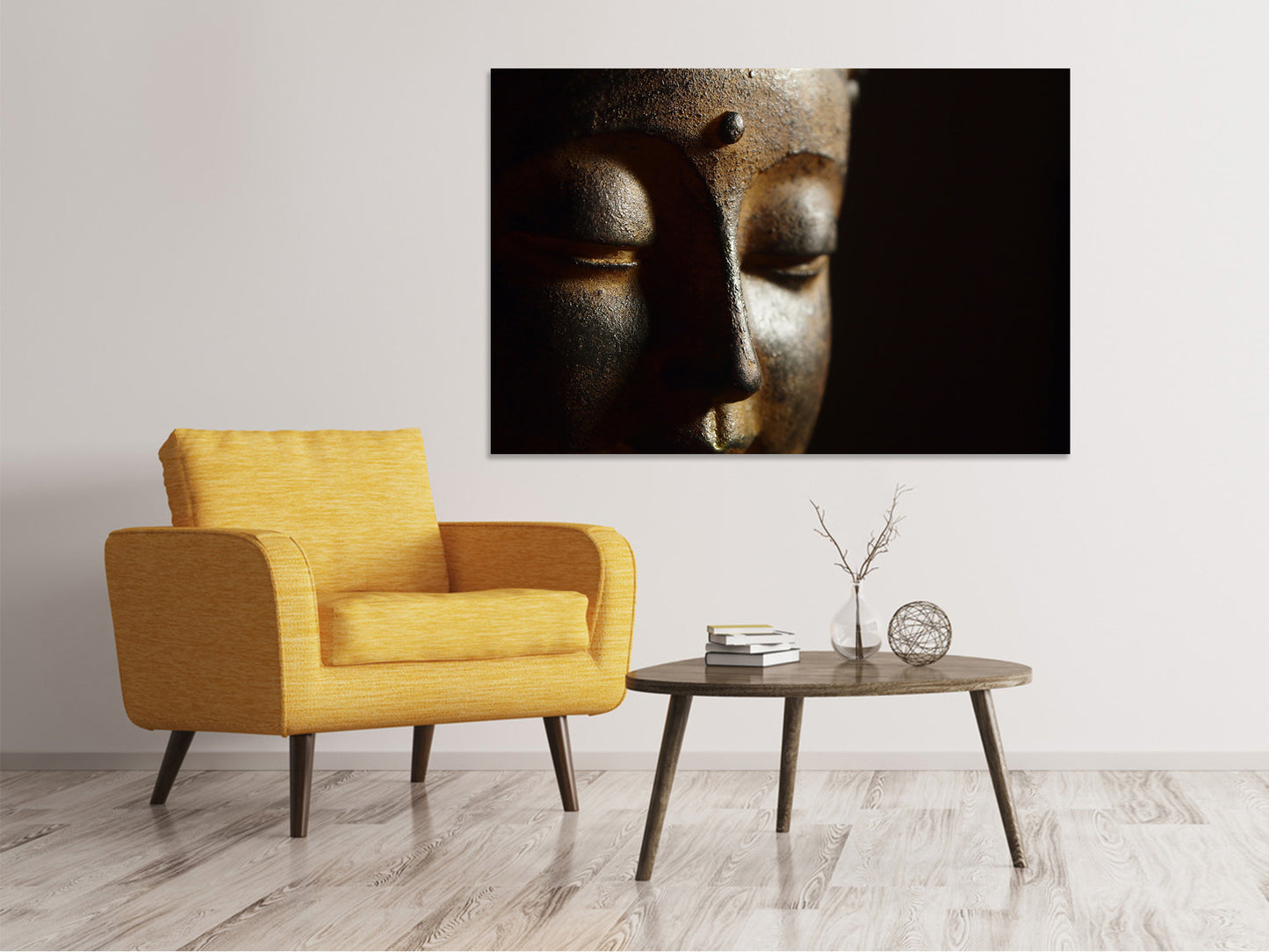 Leinwandbild Close up Buddha Kopf