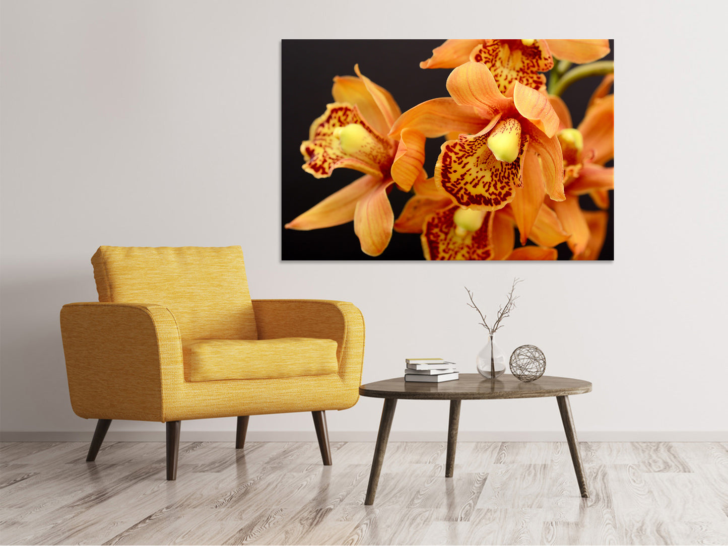 Leinwandbild Orchideen mit orangen Blüten